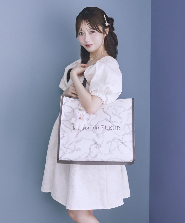 Maison de FLEUR「リボンパールプリントマルチポケットトートバッグ」|トートバッグ|
