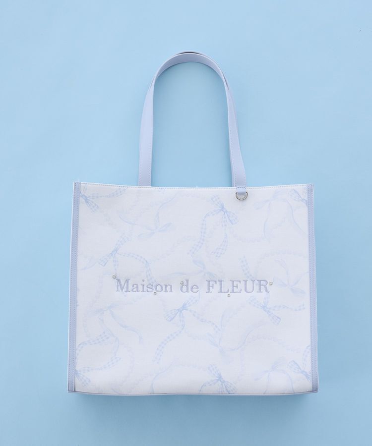 Maison de FLEUR「リボンパールプリントマルチポケットトートバッグ」|トートバッグ|