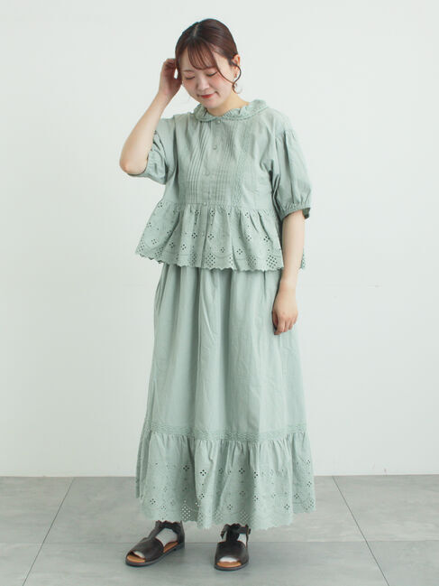Samansa Mos2「【販路限定】パフスリーブレースブラウス」|シャツ・ブラウス|