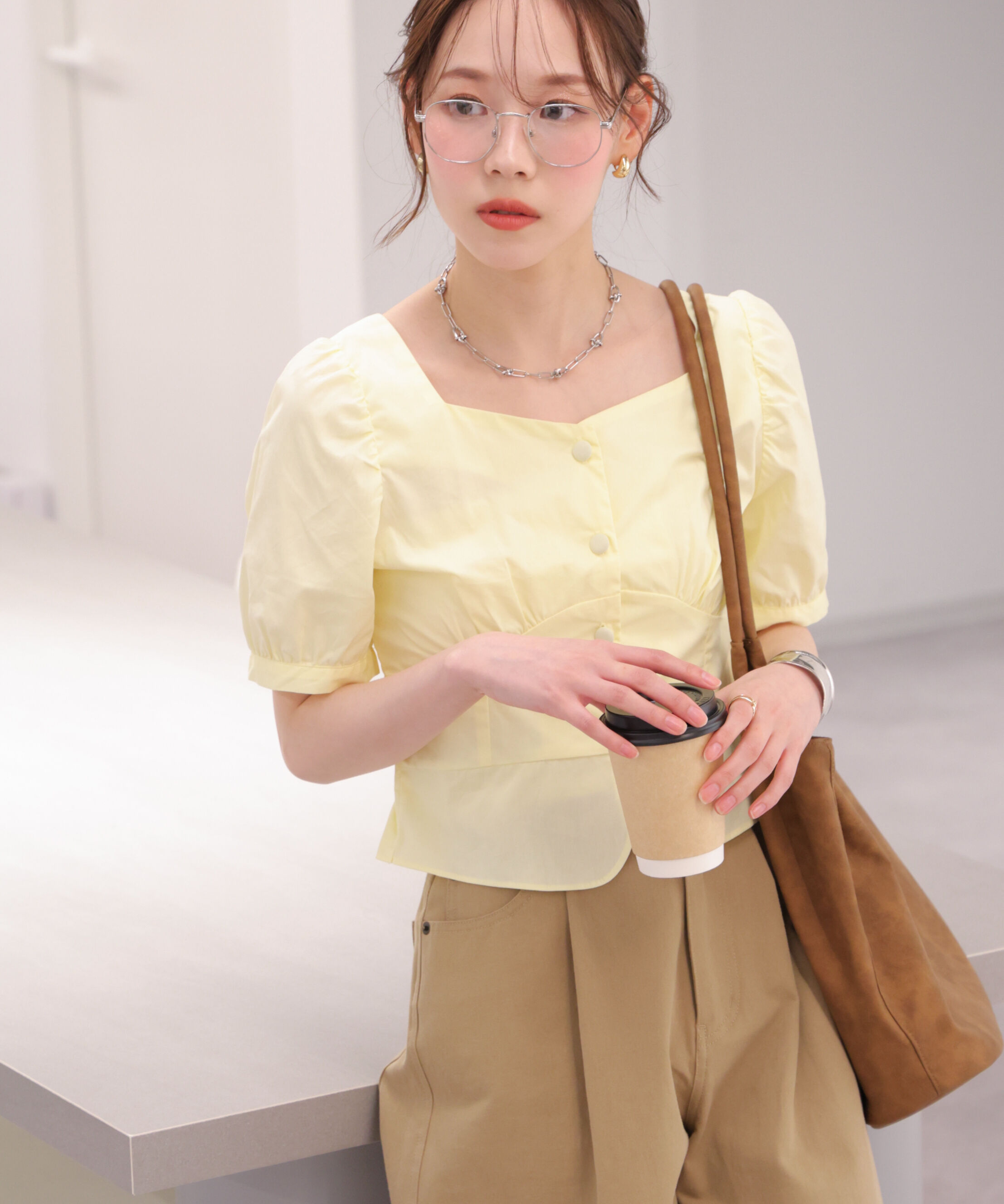  「ウエストシェイプパフスリーブブラウス」|シャツ・ブラウス|