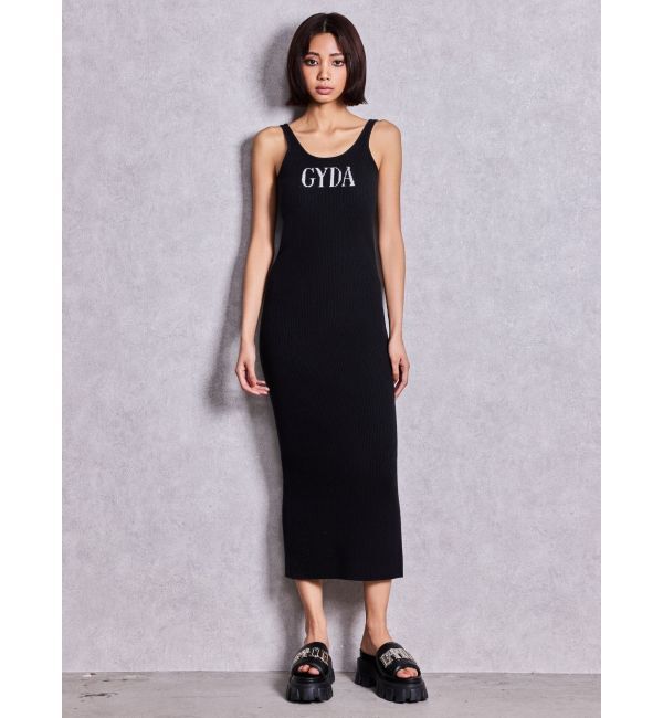 GYDA「GYDA jacquard longニットワンピース」|ワンピース|ブラック
