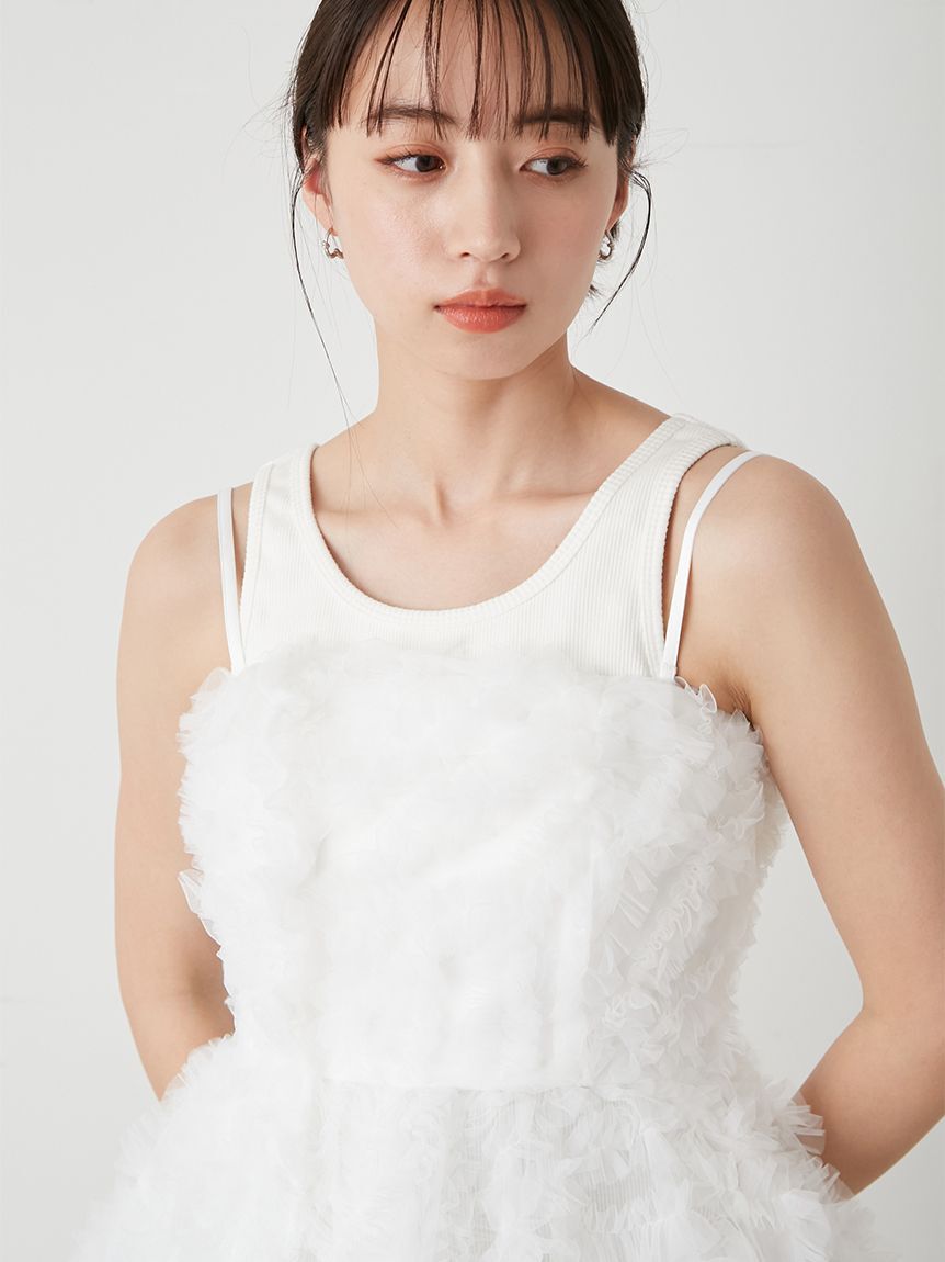SNIDEL「チュール刺繍ベアペプラムトップス」|Tシャツ・カットソー|