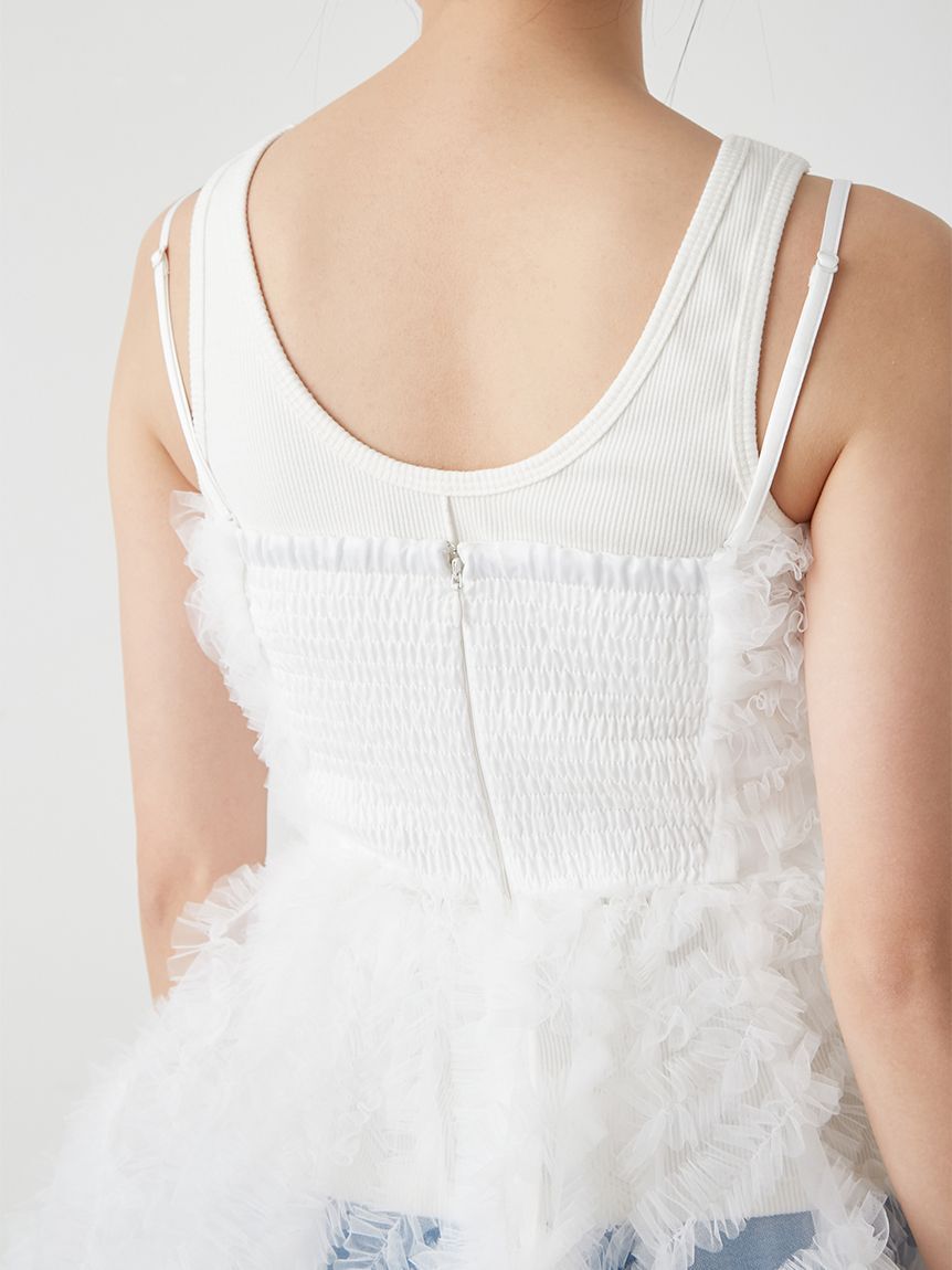 SNIDEL「チュール刺繍ベアペプラムトップス」|Tシャツ・カットソー|
