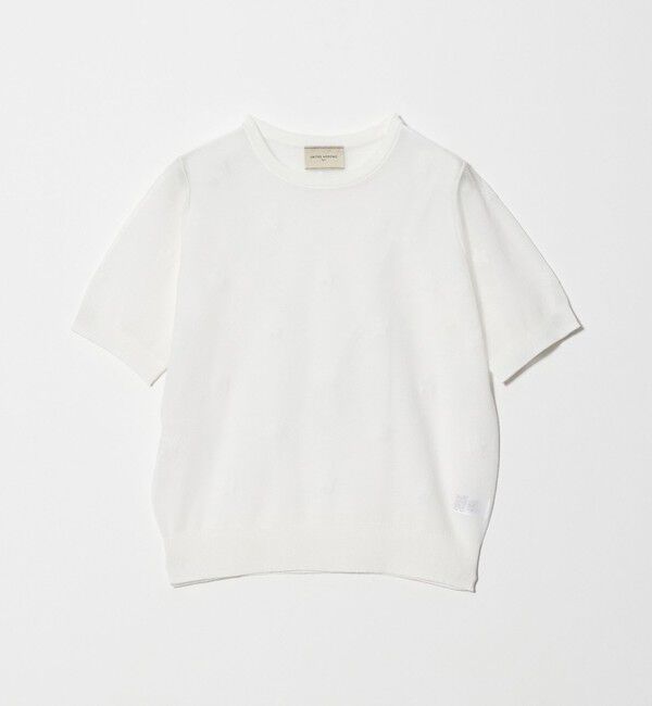 UNITED ARROWS「シアー フラワー ショートスリーブ ニット ‐ウォッシャブル‐」|ニット・セーター|OFF WHITE