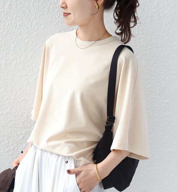 SHIPS for women「《予約》〈接触冷感/UVカット〉マイクロ パイル ドルマン スリーブ プルオーバー」|Tシャツ・カットソー|ナチュラル