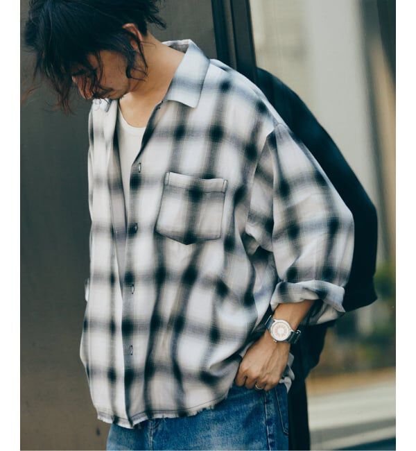 JOURNAL STANDARD relume「レーヨン アンカット フリンジ チェックシャツ」|シャツ・ブラウス|