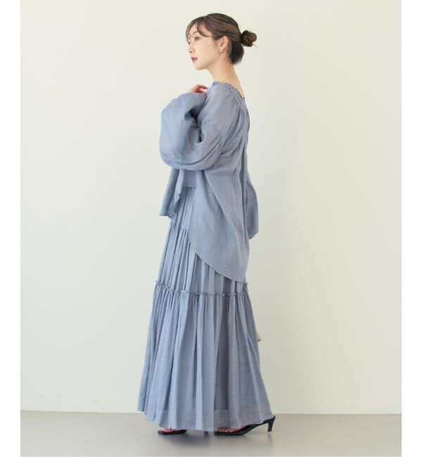 NOBLE「《セットアップ対応》ラミーリヨセルツイルティアードスカート」|スカート|