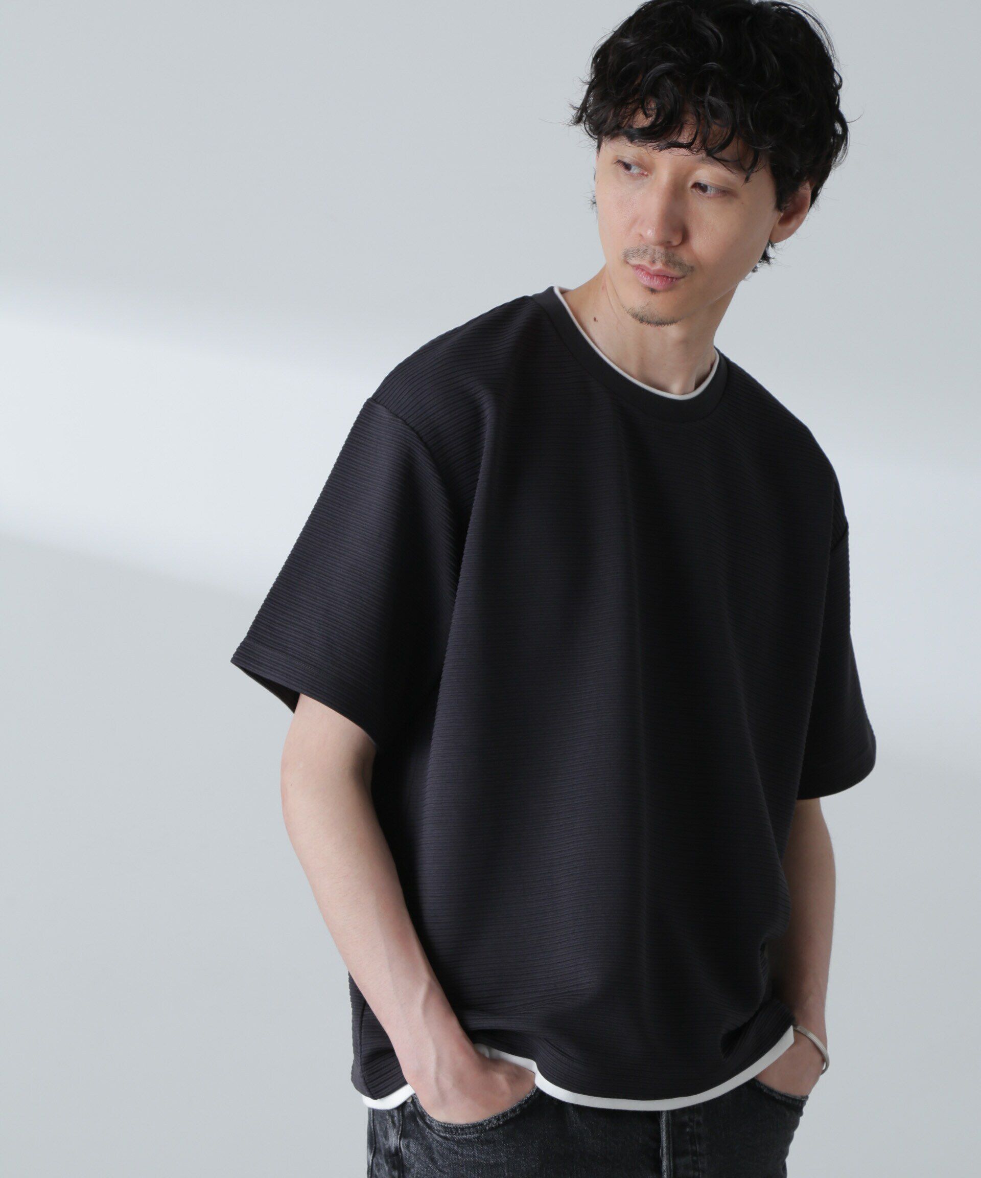 nano･universe「ガーターフェイクレイヤードTシャツ 半袖」|Tシャツ・カットソー|
