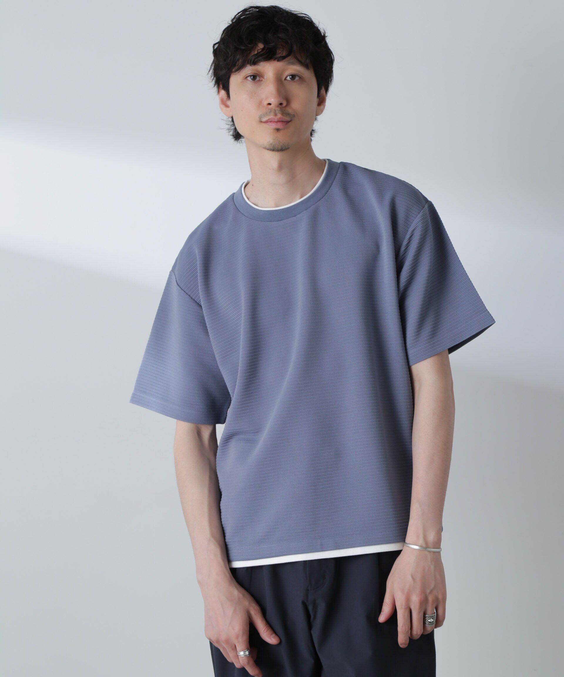 nano･universe「ガーターフェイクレイヤードTシャツ 半袖」|Tシャツ・カットソー|ブルーグレー5