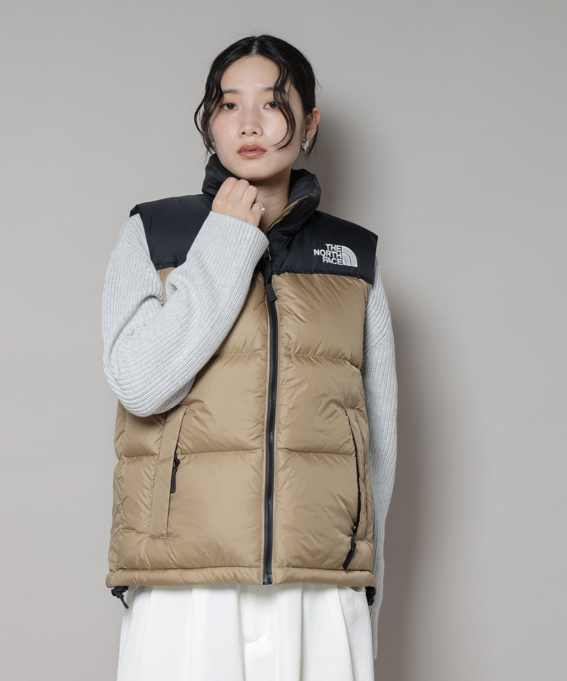 nano･universe「THE NORTH FACE/Nuptse Vest」|ダウンベスト・ベスト|カーキ