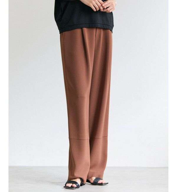 BEIGE,「GYPSUM / シルキータッチ セミワイドタックパンツ」|その他|Brown
