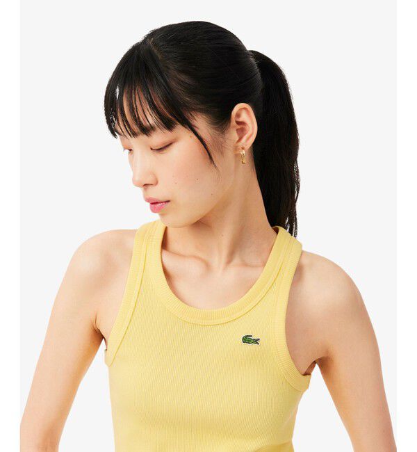 LACOSTE「ワンポイントロゴ エッセンシャルリブニットタンクトップ」|タンクトップ|ペールイエロー