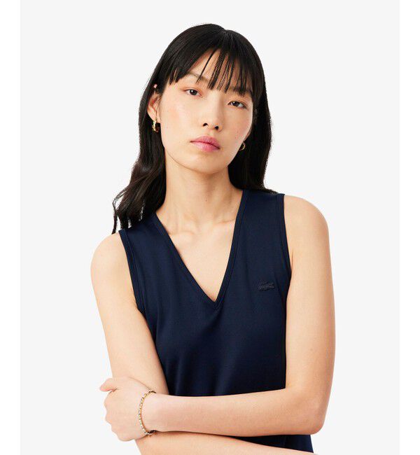 LACOSTE「スリーブレスプリーツロングドレス」|ワンピース|