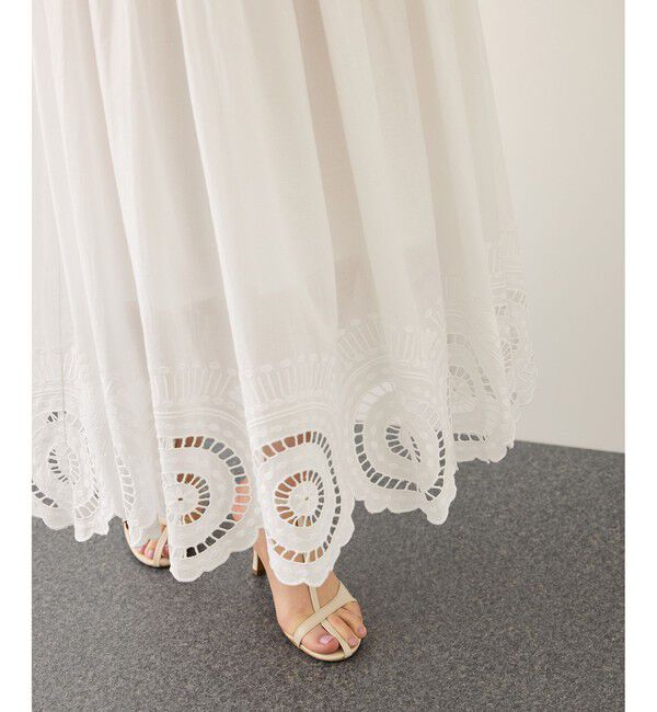 ROPE「INDIAコットンボイルシフリー刺繍サークルフレアスカート/セットアップ対応・イージーケア」|スカート|