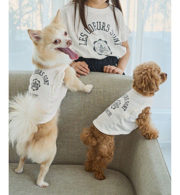 ROPE PICNIC PASSAGE「【DOG】カレッジロゴプリントピグメントTシャツ/リンクコーデ」|その他|ホワイト(10)