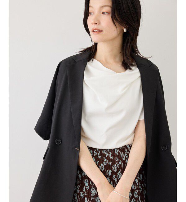 Rope&rsquo;Picnic「ハーフスリーブドレープカットトップス」|Tシャツ・カットソー|ホワイト(10)
