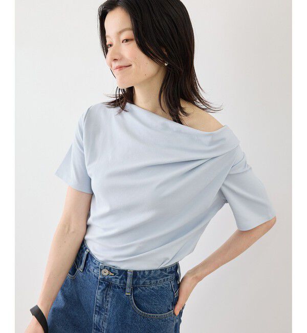 Rope&rsquo;Picnic「ハーフスリーブドレープカットトップス」|Tシャツ・カットソー|サックス(48)