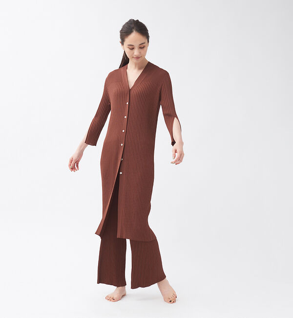 qualite「【WEB・一部店舗限定】《セットアップ対応》リブニットロングカーディガン」|カーディガン|