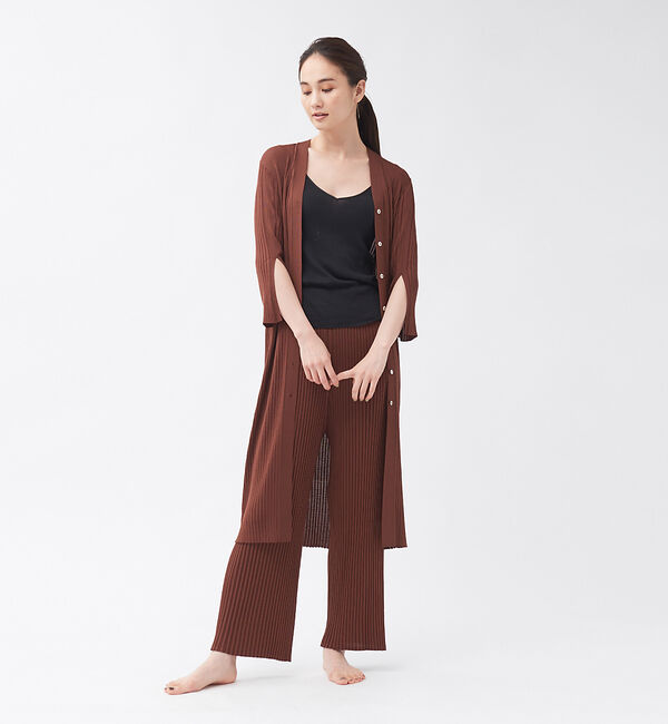 qualite「【WEB・一部店舗限定】《セットアップ対応》リブニットロングカーディガン」|カーディガン|