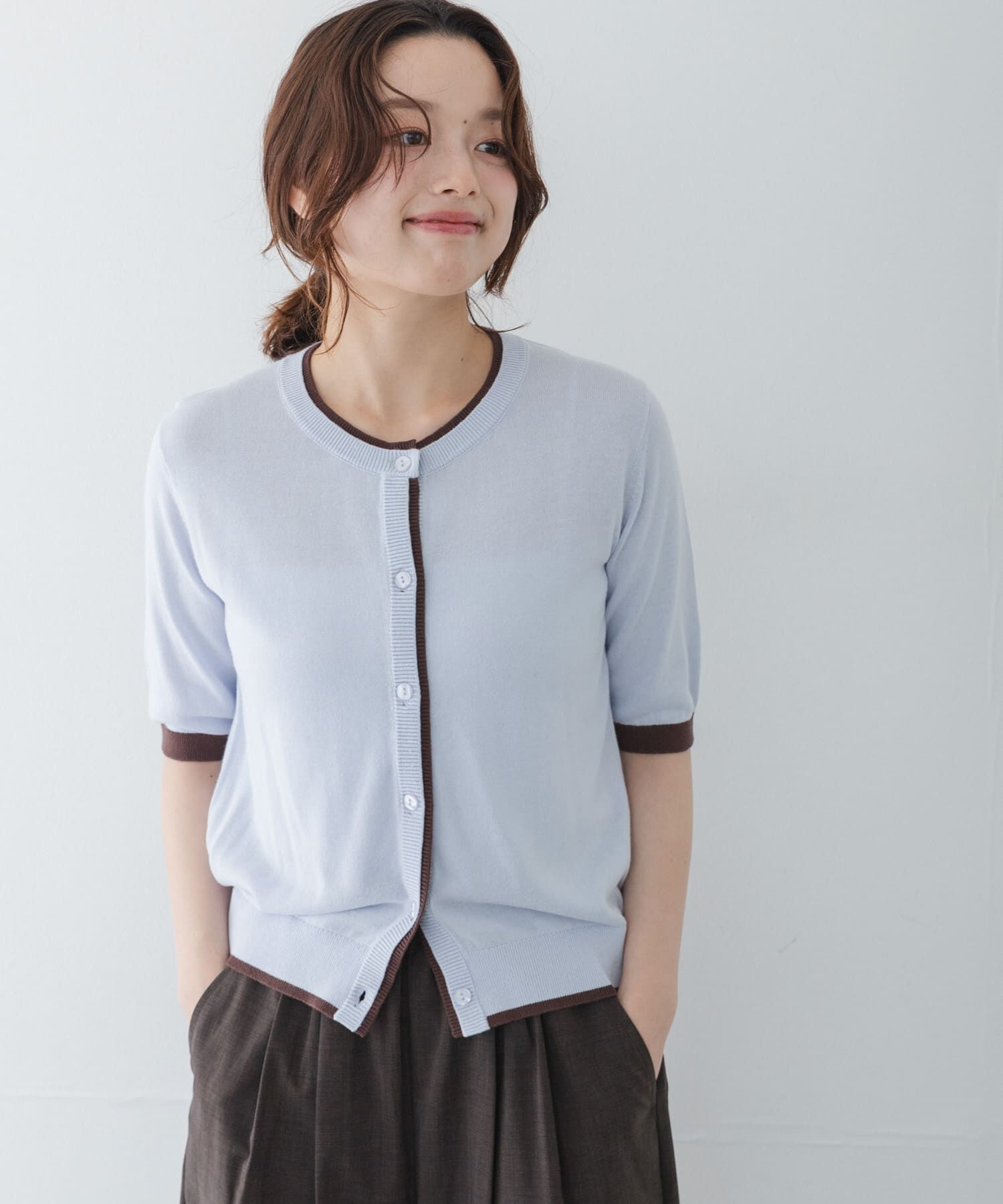 Sonny Label 「クールミスト配色クルーネックカーディガン」|カーディガン|ブルー系その他