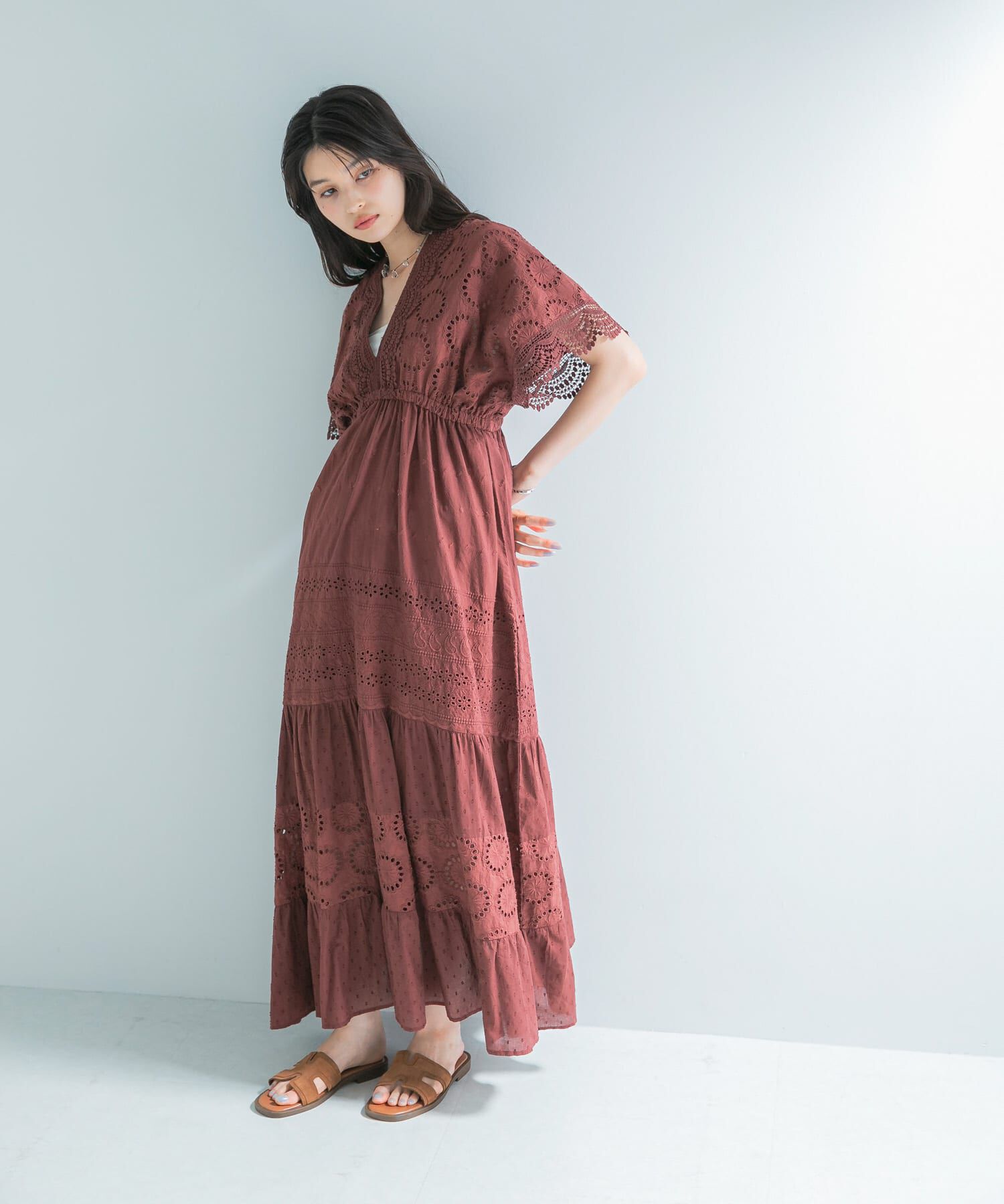 URBAN RESEARCH ROSSO「インドコットンエンブロイダリーワンピース」|ワンピース|