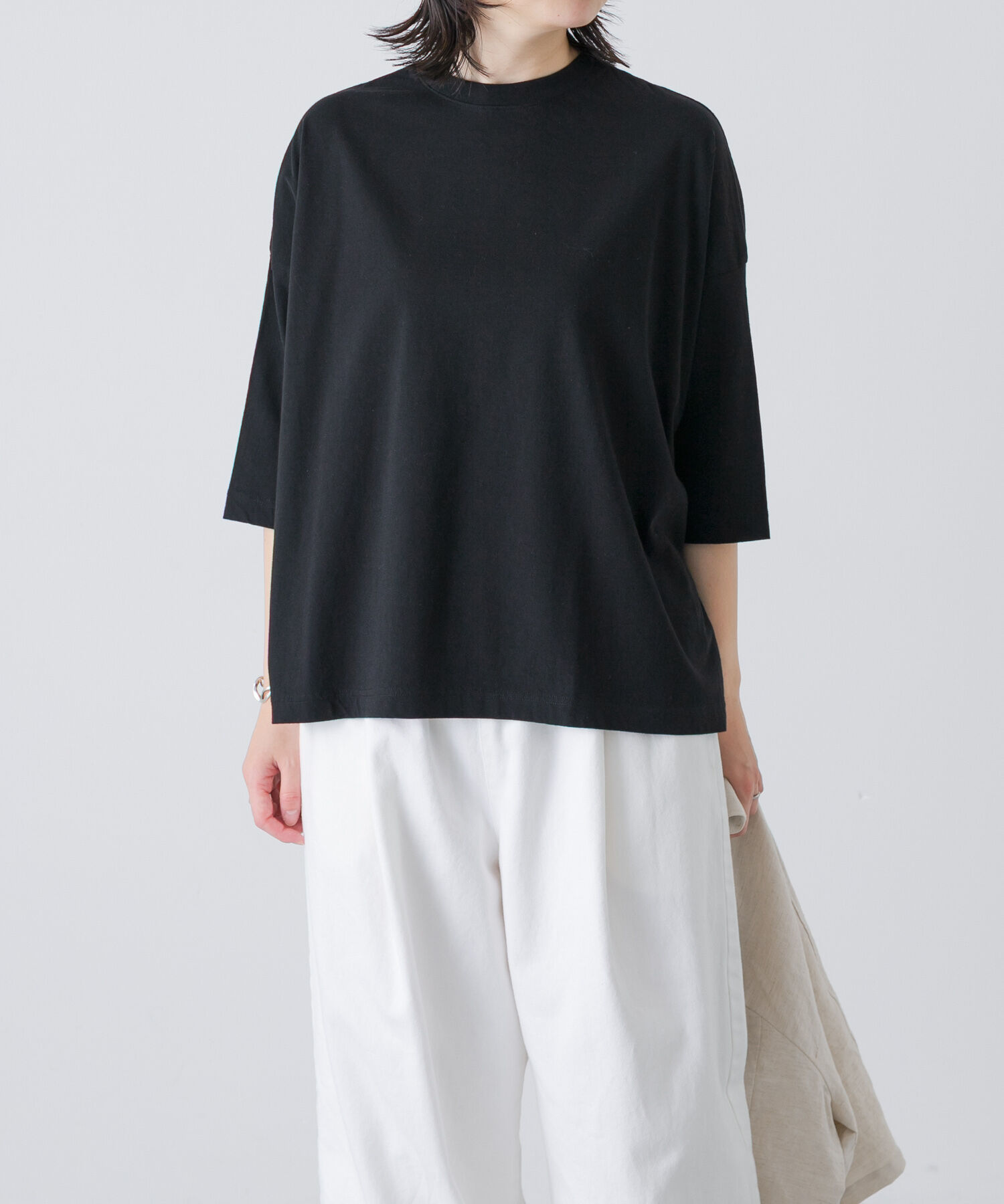 かぐれ「ワイド6分袖プルオーバー」|Tシャツ・カットソー|スミクロ