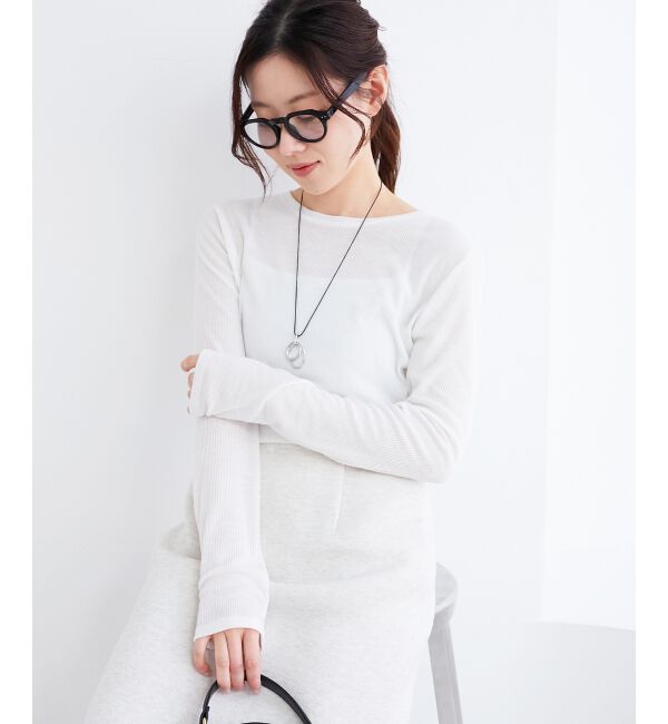 le.coeur blanc「《手洗い可能》シアーリブロングスリーブTシャツ」|Tシャツ・カットソー|