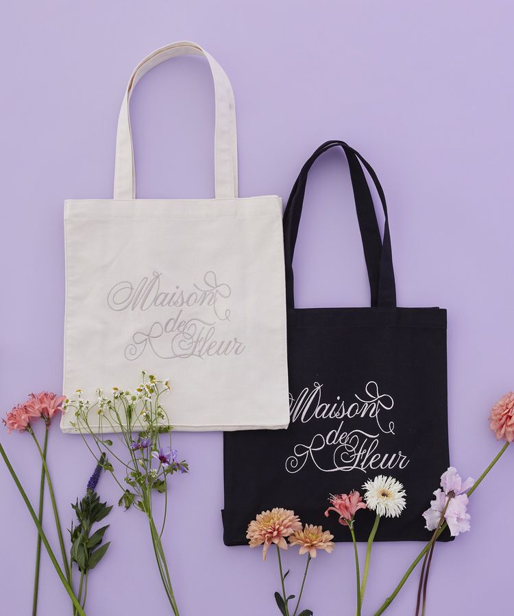 Maison de FLEUR「【A4対応】ブランドロゴ刺繍スクエアトートバッグ」|トートバッグ|