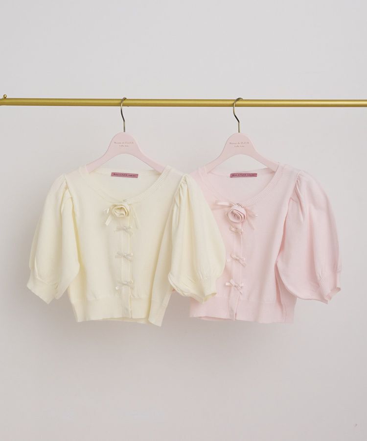 Maison de FLEUR Petite Robe「ローズニット半袖カーディガン」|カーディガン|