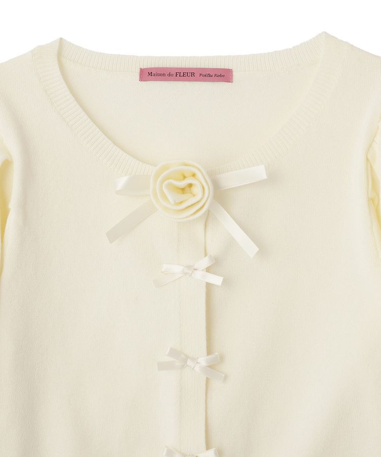 Maison de FLEUR Petite Robe「ローズニット半袖カーディガン」|カーディガン|