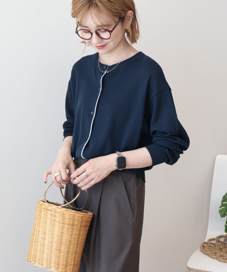 AMERICAN HOLIC「配色シアーカーディガン」|カーディガン|Navy