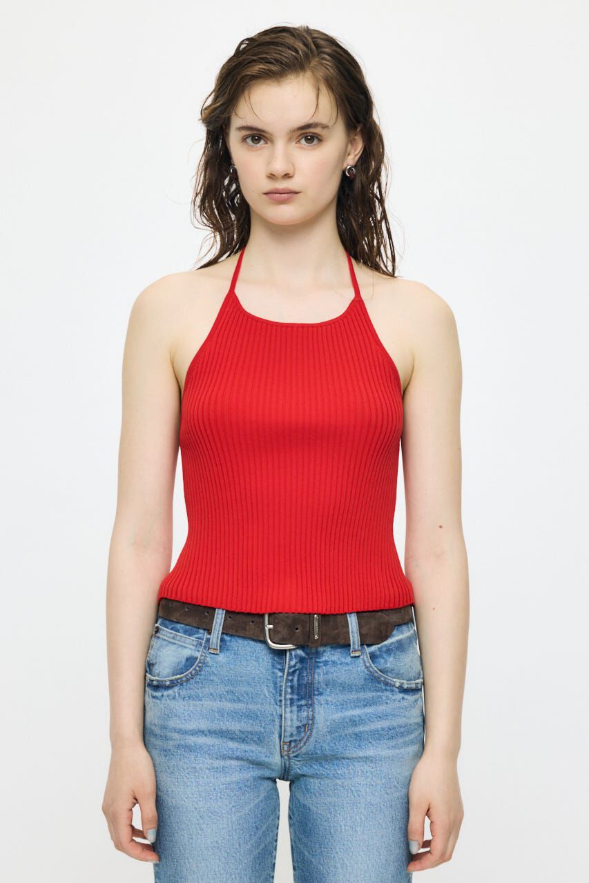 MOUSSY「BACKLESS KNIT キャミ」|キャミソール|RED