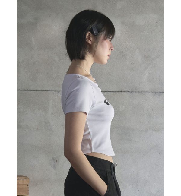 MURUA「【Opening Project】W Squareneck Cropped Symbol T Shirt」|Tシャツ・カットソー|