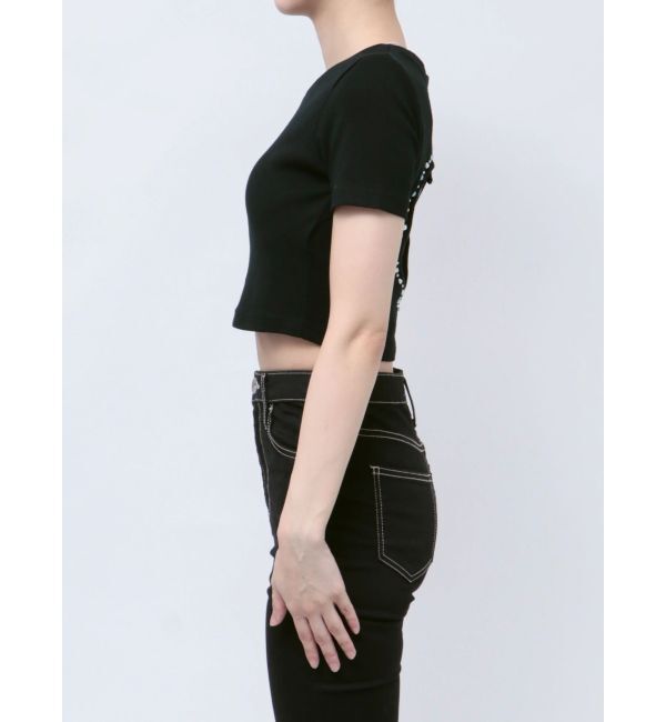 GYDA「BACK OPEN bijou heartトップス」|Tシャツ・カットソー|