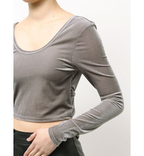 GYDA「VELOUR RIB BACK CROSS TOPS」|Tシャツ・カットソー|