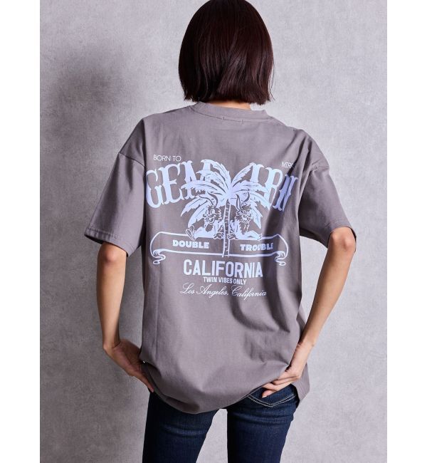 GYDA「TWIN VIBES ONLY BUNNY BIG Tシャツ」|Tシャツ・カットソー|チャコールグレー