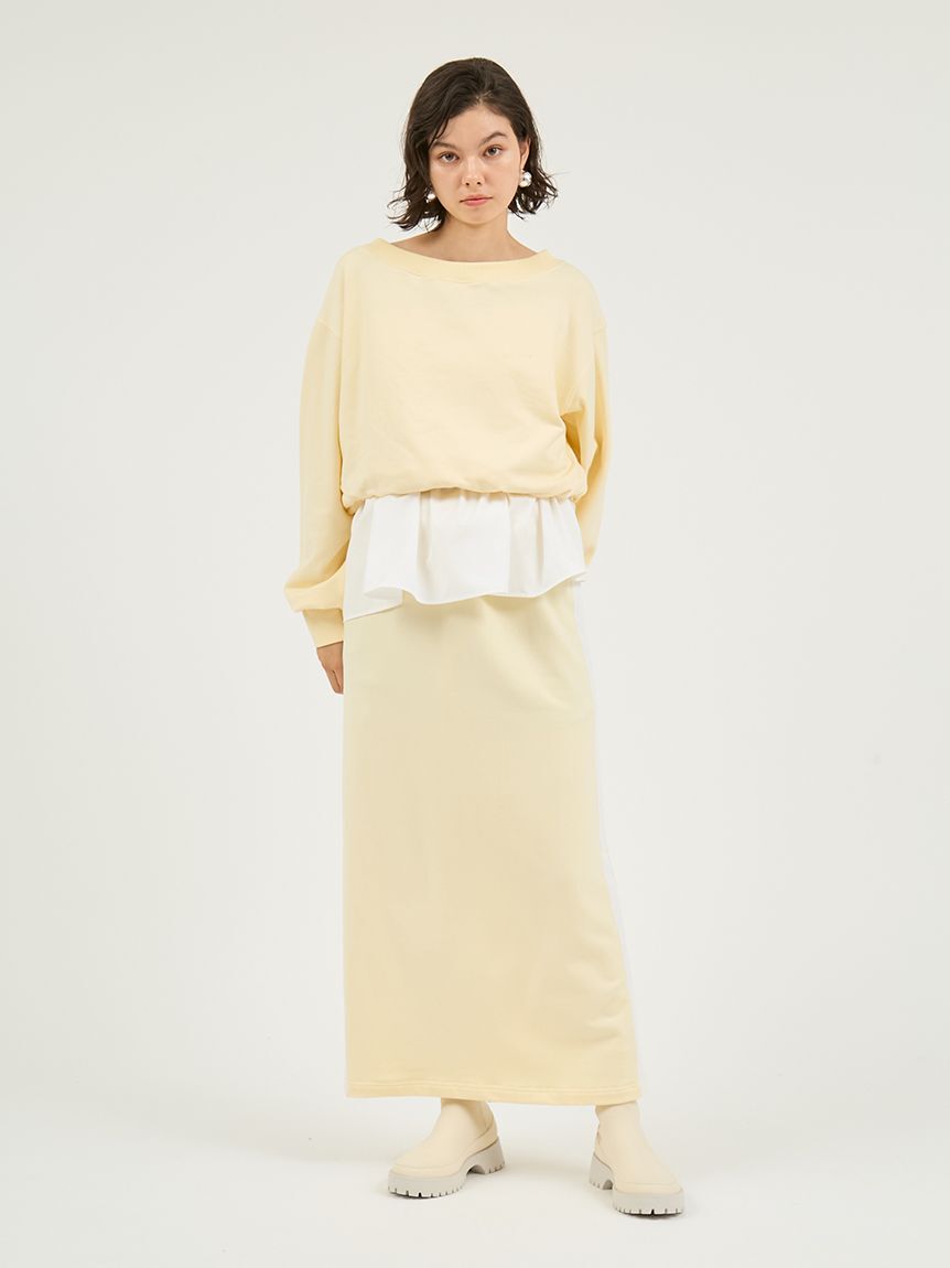 emmi atelier「布帛ドッキング裏毛セットアップ」|ワンピース|