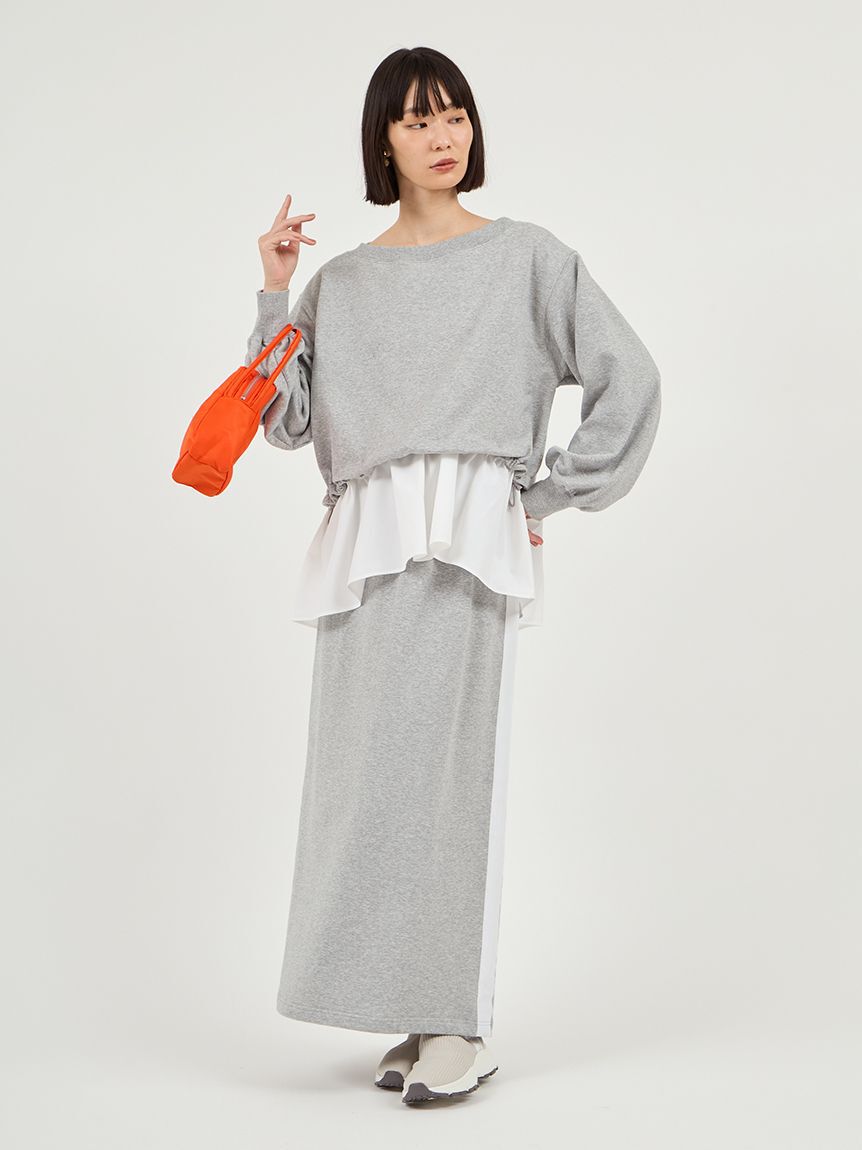emmi atelier「布帛ドッキング裏毛セットアップ」|ワンピース|