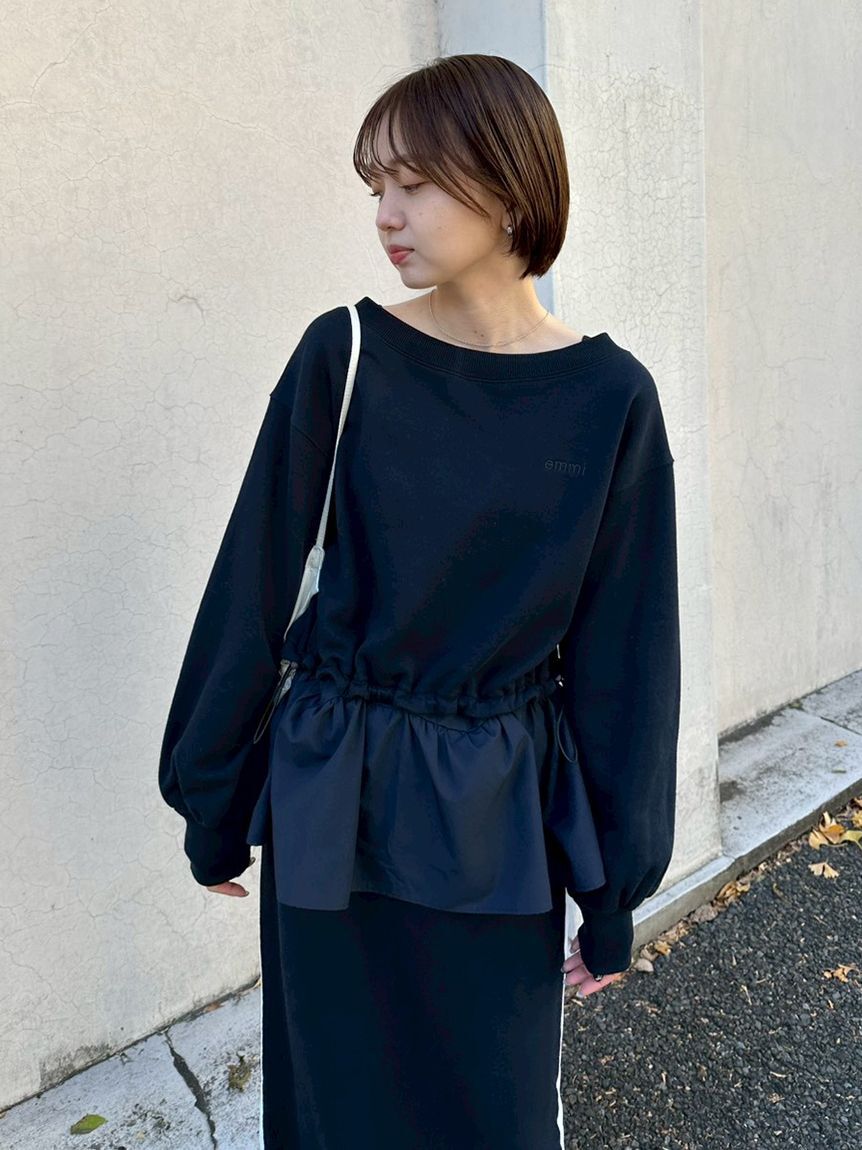emmi atelier「布帛ドッキング裏毛セットアップ」|ワンピース|
