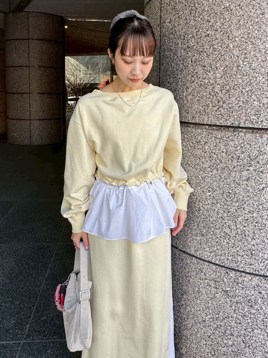emmi atelier「布帛ドッキング裏毛セットアップ」|ワンピース|