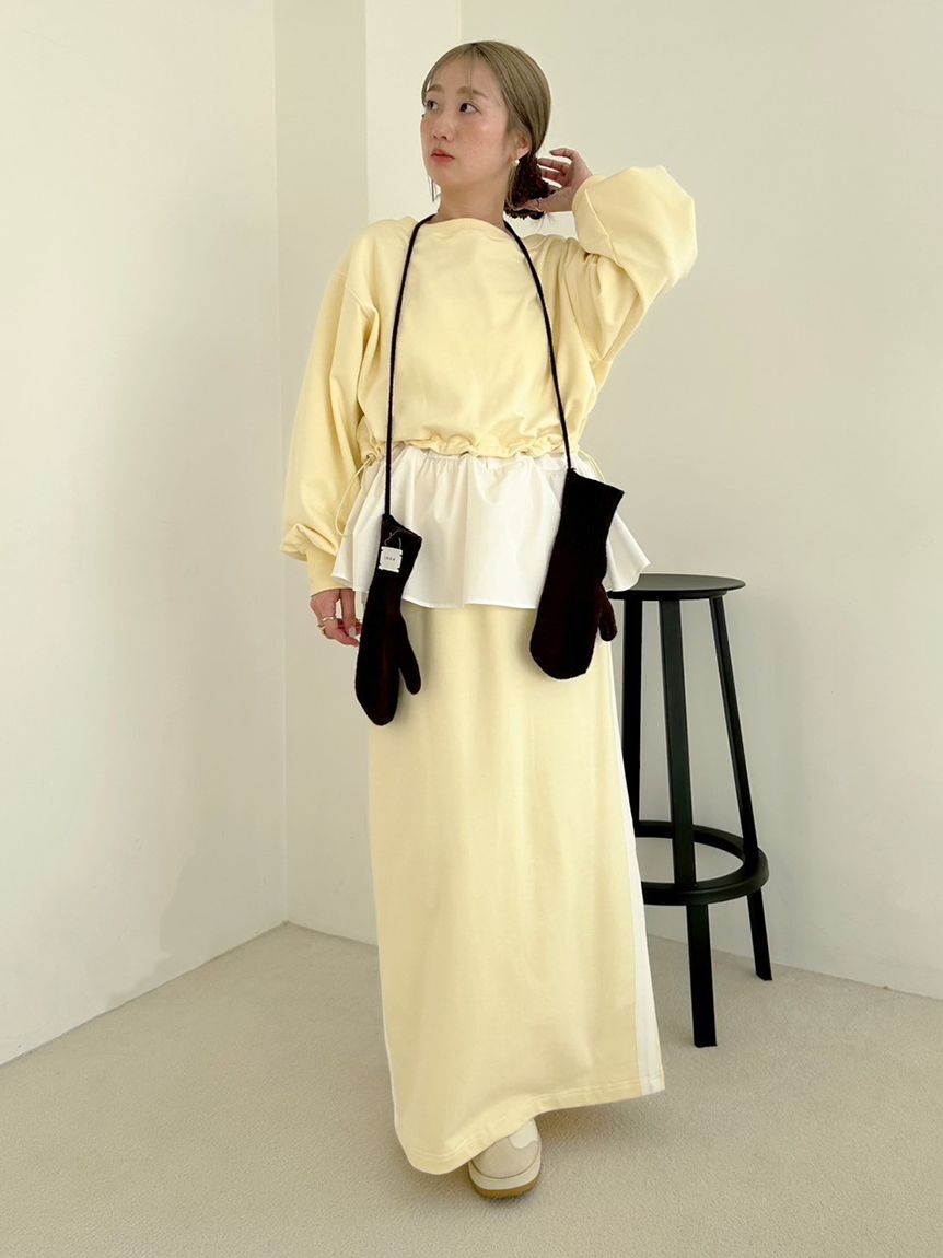 emmi atelier「布帛ドッキング裏毛セットアップ」|ワンピース|