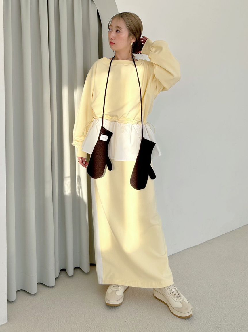 emmi atelier「布帛ドッキング裏毛セットアップ」|ワンピース|