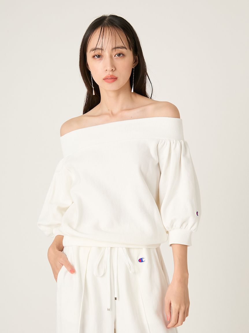 FRAY I.D「【FRAY I.D｜Champion】パフスリーブオフショルスウェット」|スウェット・ジャージ|