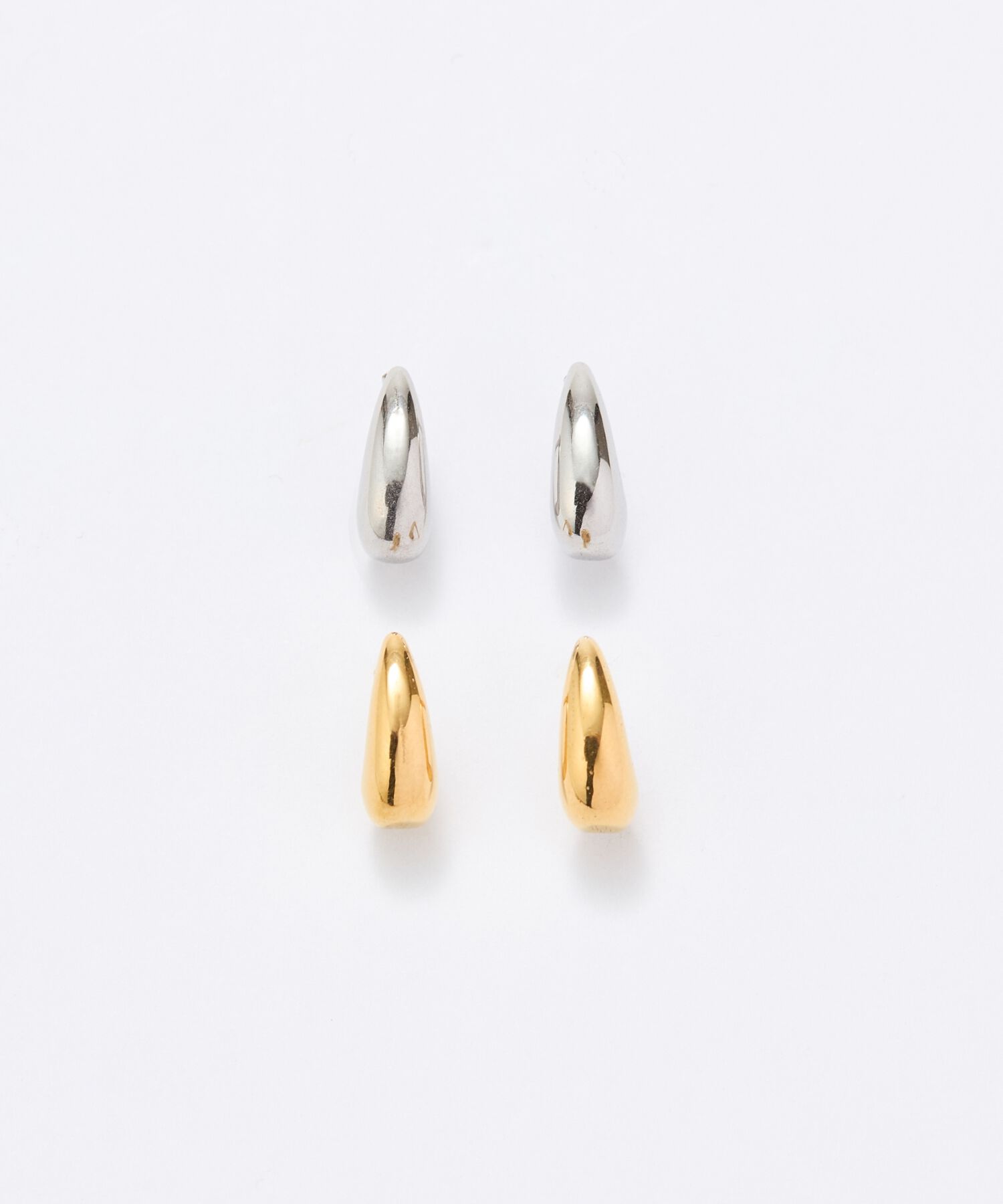 Phoebe「【金属アレルギー対応】ドロップハーフフープミニピアス　シルバー/サージカルステンレス」|ピアス|
