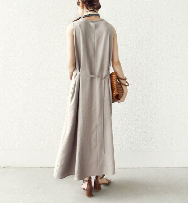 SHIPS for women「《一部予約》〈接触冷感/吸水速乾/防シワ〉ツイル ノースリーブ ベルト付き ワンピース」|ワンピース|