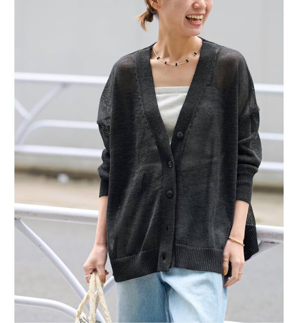 JOURNAL STANDARD relume「《追加 / 新色》PEリネンルーズVカーディガン」|カーディガン|ブラック