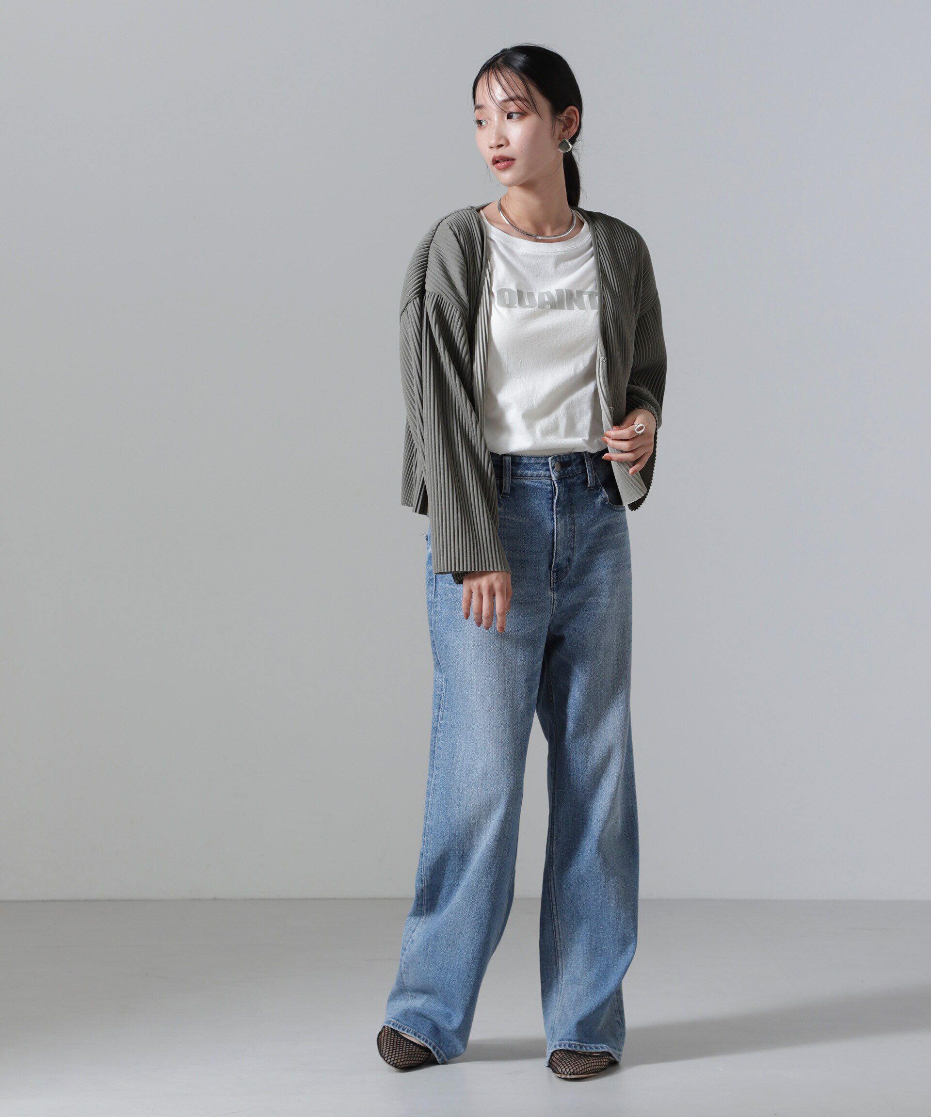 nano･universe「プリーツカット着流しカーディガン(セットアップ可)」|Tシャツ・カットソー|