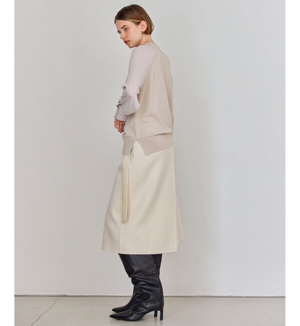 BEIGE,「【WEB限定・洗える】LECERF / 異素材ドッキングストレッチニット」|ニット・セーター|