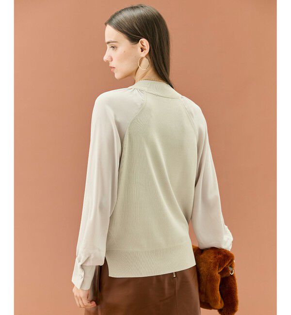 BEIGE,「【WEB限定・洗える】LECERF / 異素材ドッキングストレッチニット」|ニット・セーター|