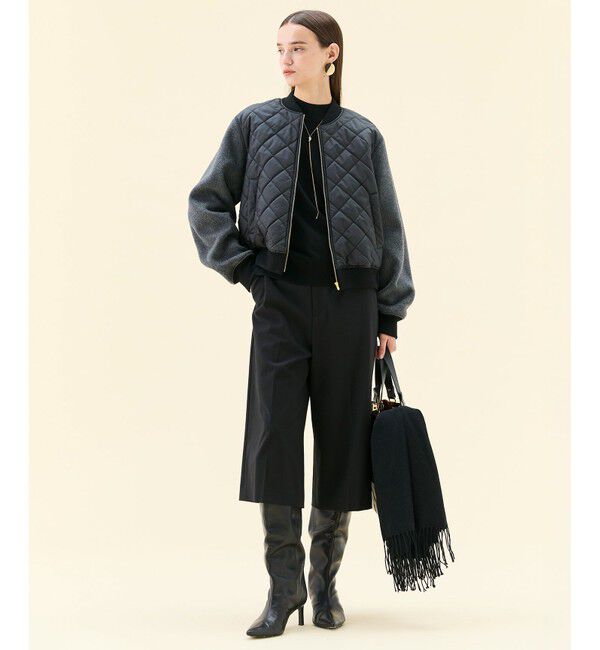BEIGE,「【WEB限定・洗える】LECERF / 異素材ドッキングストレッチニット」|ニット・セーター|